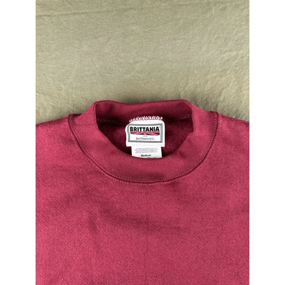 Vintage 90s Britannia Sweatshirt NWT Heavyweight Blank Burgundy M